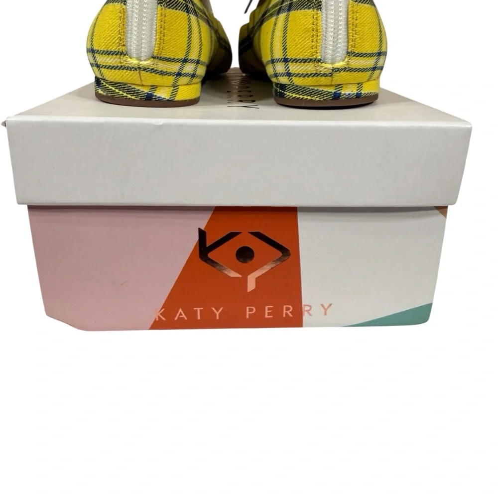New In Box Katy Perry Collections The Uni Plaid Yellow Flats Size 7.5M - Picture 7 of 12